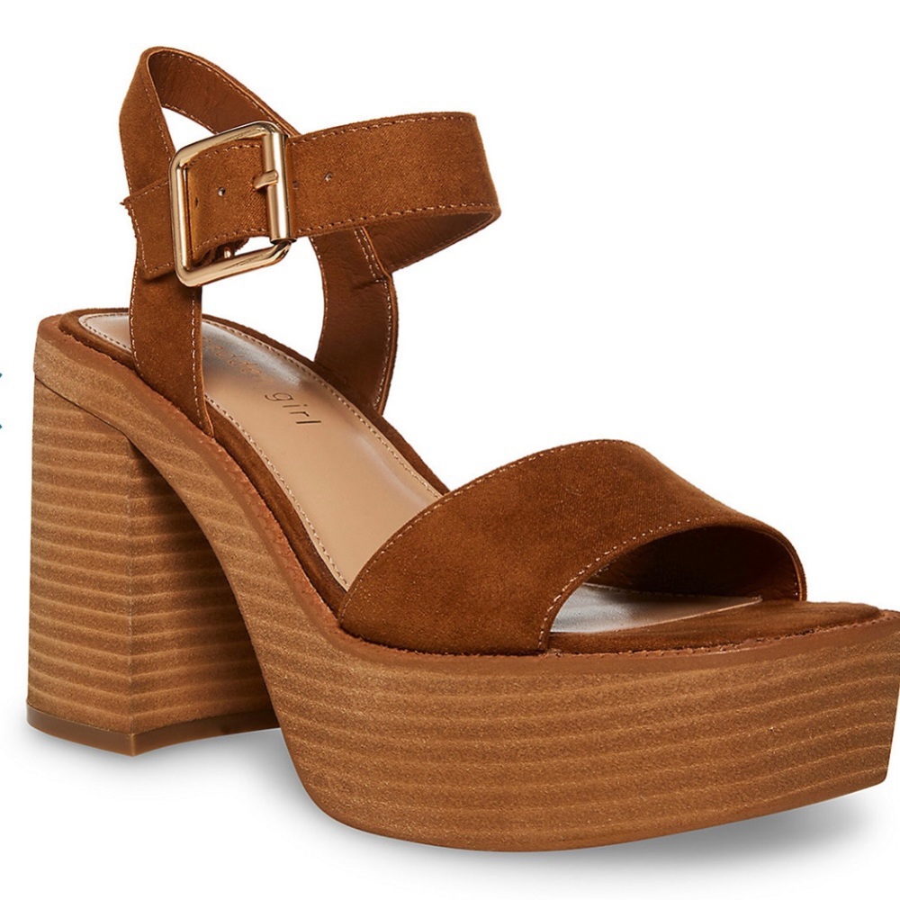 Madden Girl Grandview Platform Block Heel Dress Sandals Prom Chestnut Brown 10 1